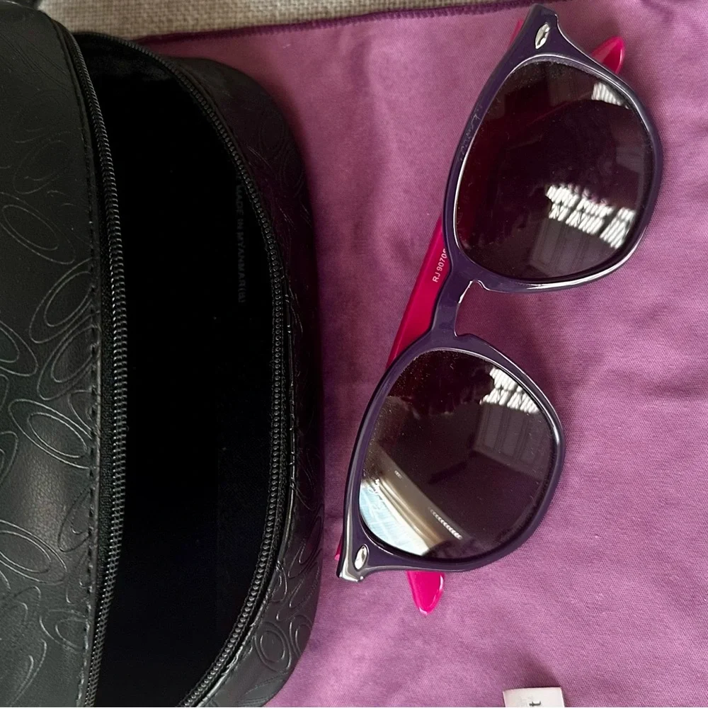 Ray-Ban Black Kids Sunglasses with Purple Tint Lenses